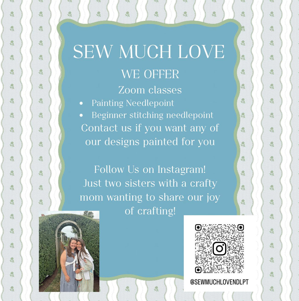 Blue Gingham Needlepoint Project Bag Kit | Beginner Stitching | Needlepoint starter kit | *Add on 18 Mesh Canvas