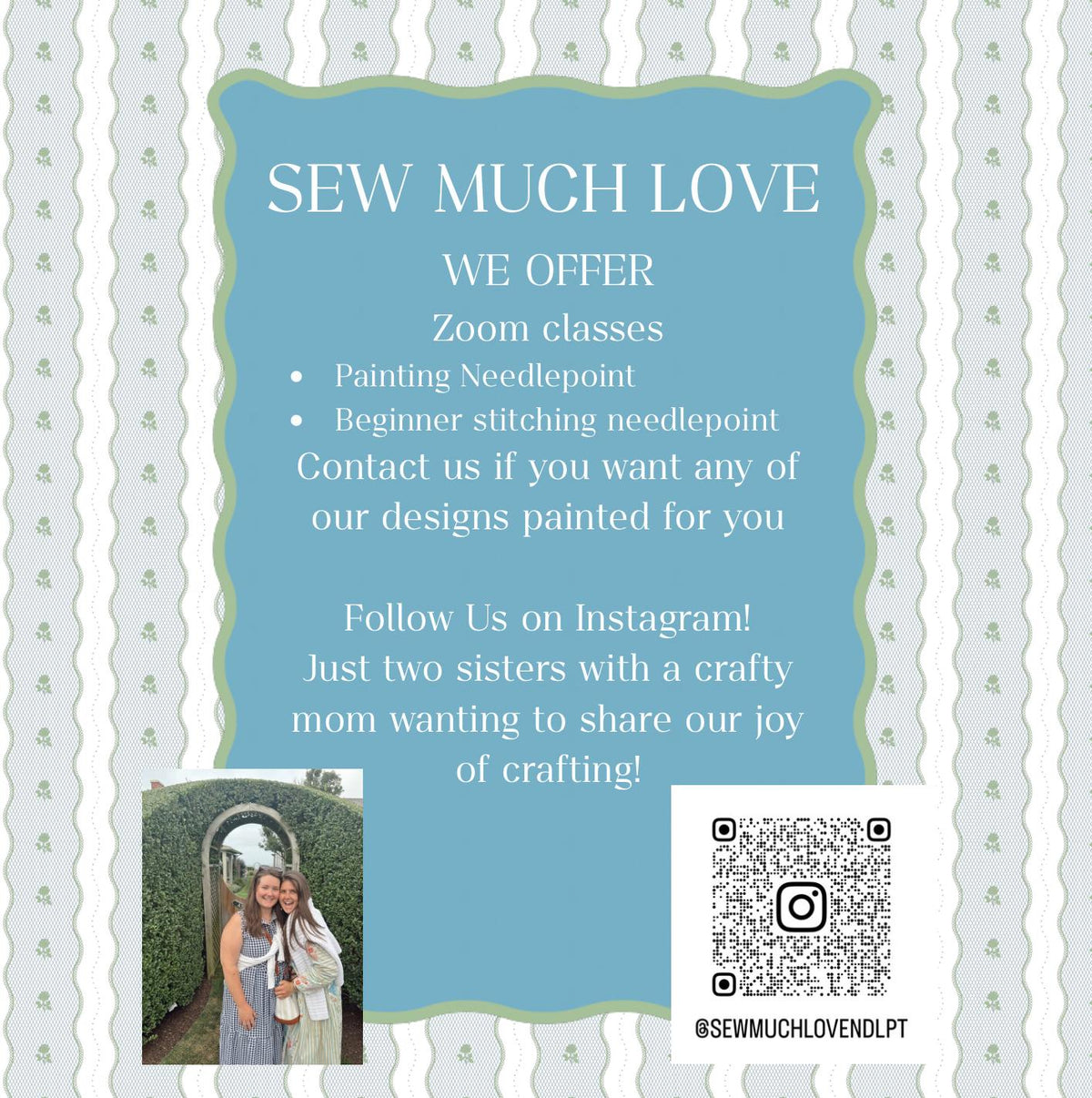 Blue Gingham Needlepoint Project Bag Kit | Beginner Stitching | Needlepoint starter kit | *Add on 18 Mesh Canvas