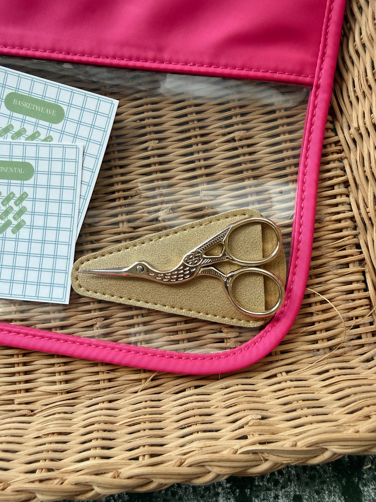 Pink Needlepoint Kit | Beginner Stitch Supplies with Project Bag, Scissors (Mystery Canvas Add-On)