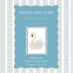 Scalloped Swan Needlepoint Pattern | Mini Embroidery Paint Guide (PDF Download)