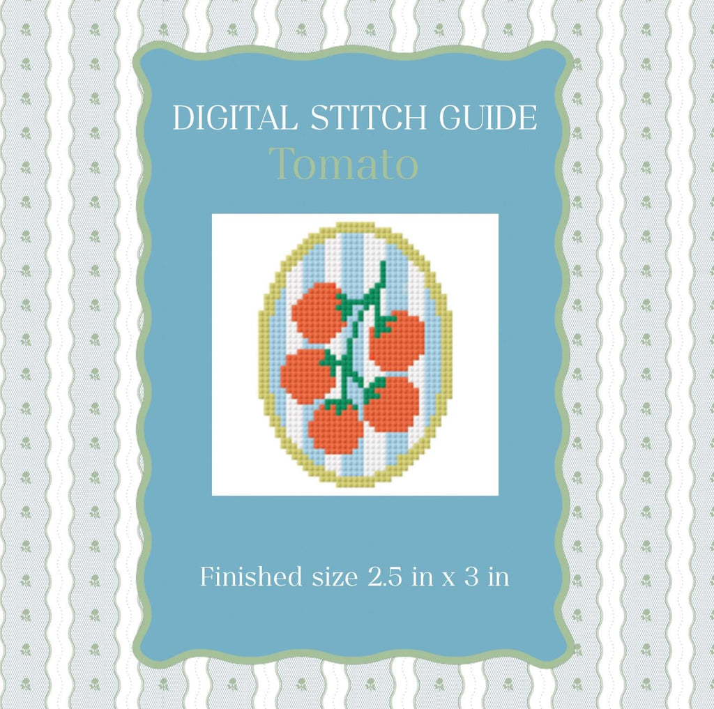 Tomato Needlepoint Pattern | Kitchen Decor Paint Guide | 18 and 13 mesh (PDF Digital Download)