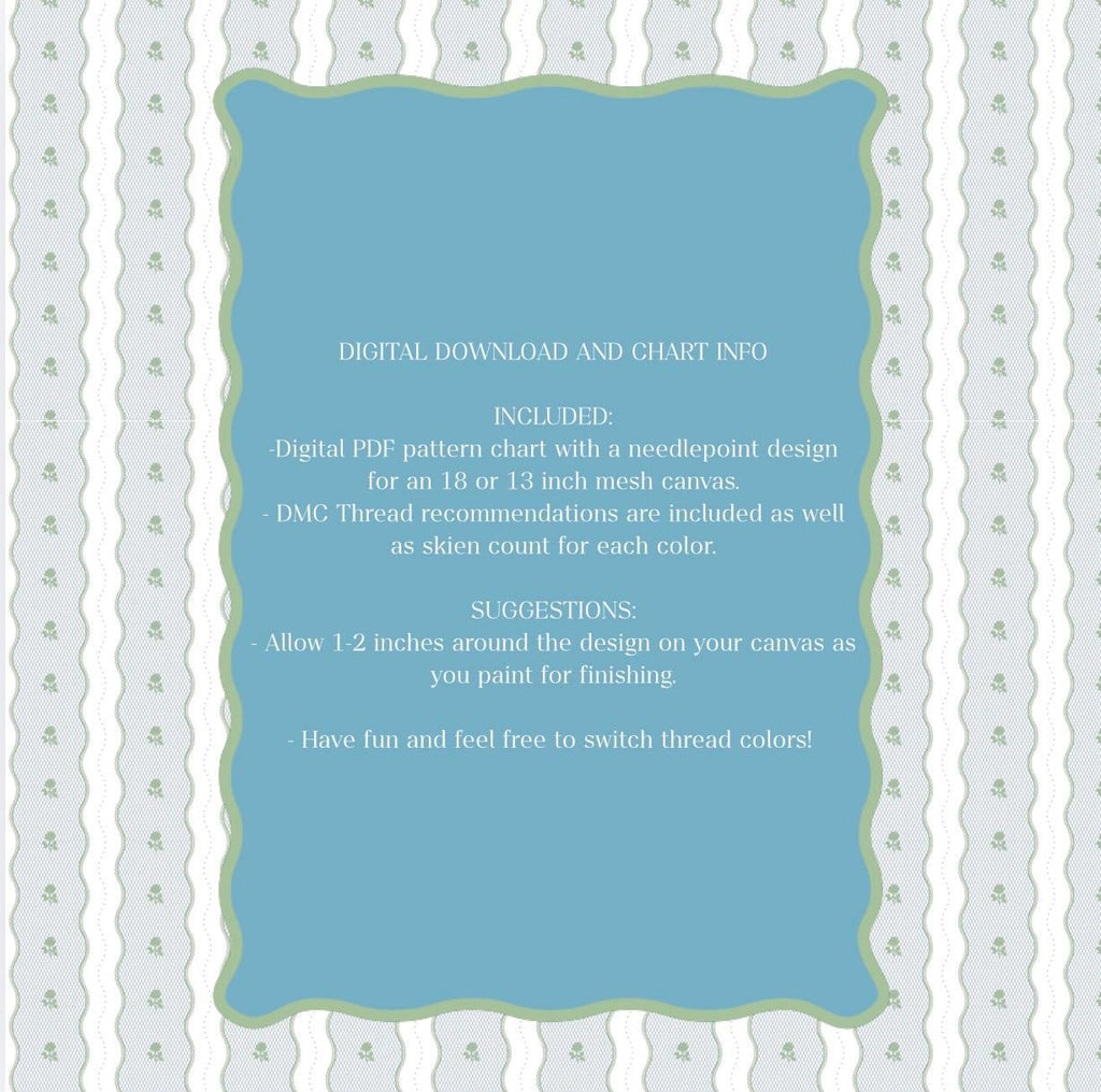 Scalloped Swimsuit Needlepoint Pattern | Digital PDF Paint Guide (Summer Poolside)