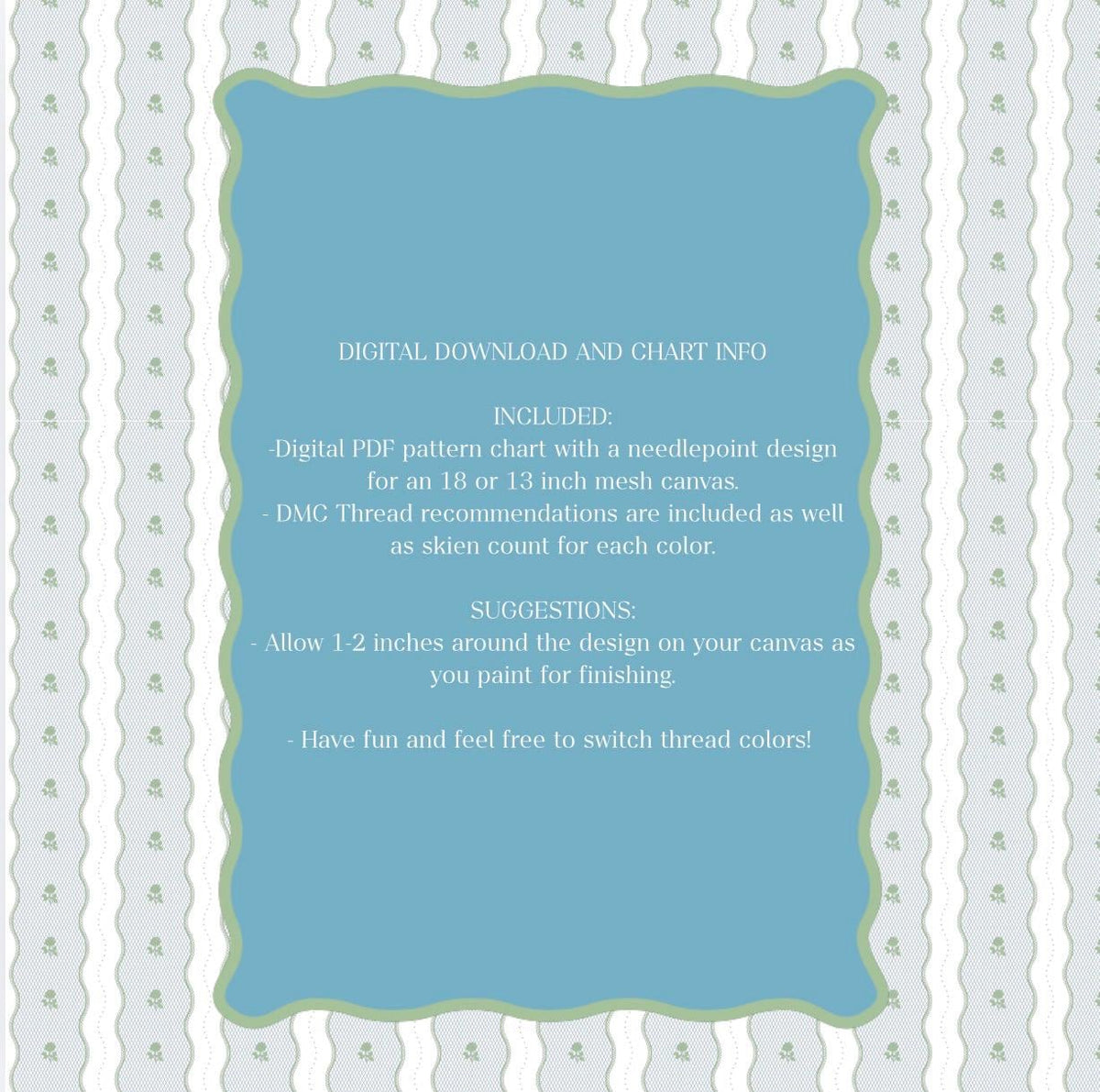 Scalloped Swimsuit Needlepoint Pattern | Digital PDF Paint Guide (Summer Poolside)
