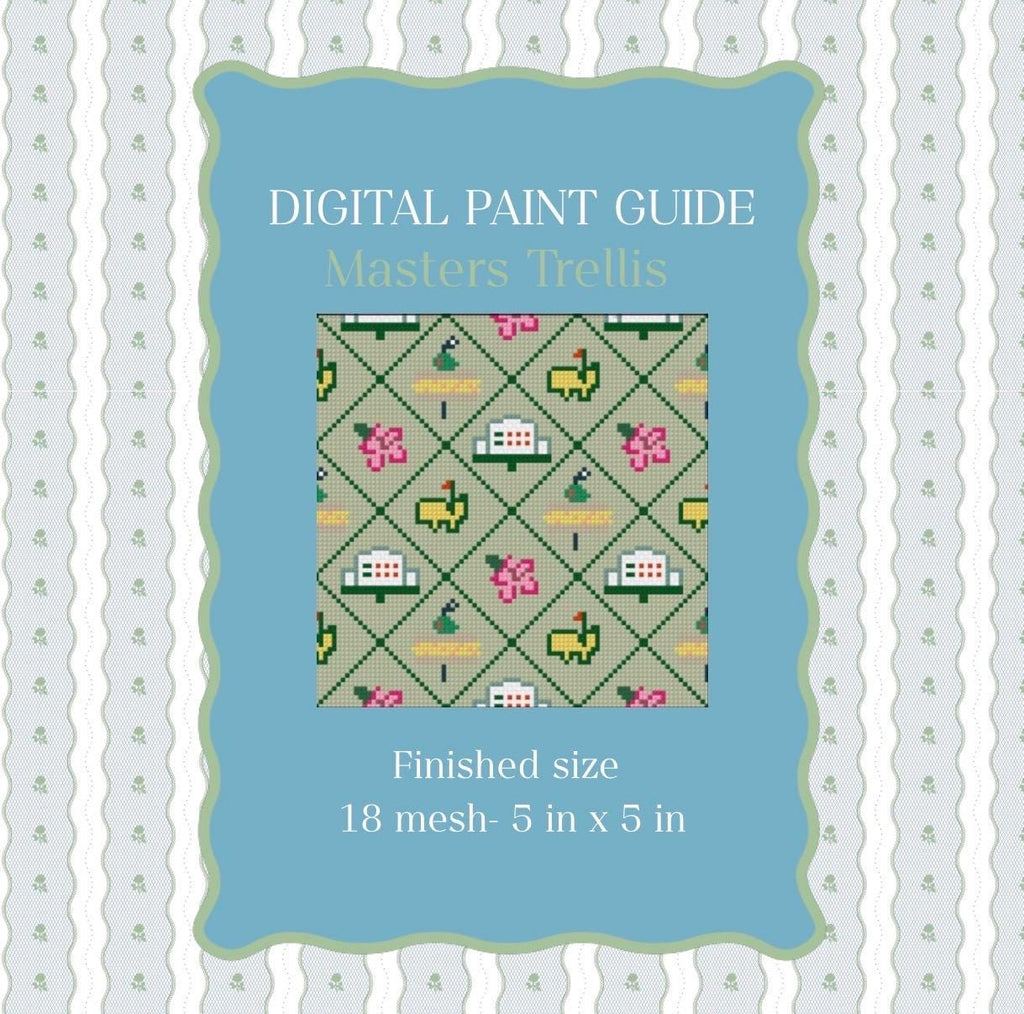 Masters Trellis Needlepoint Pattern | Golf Augusta Paint Guide | 18 mesh count (PDF Digital Download)