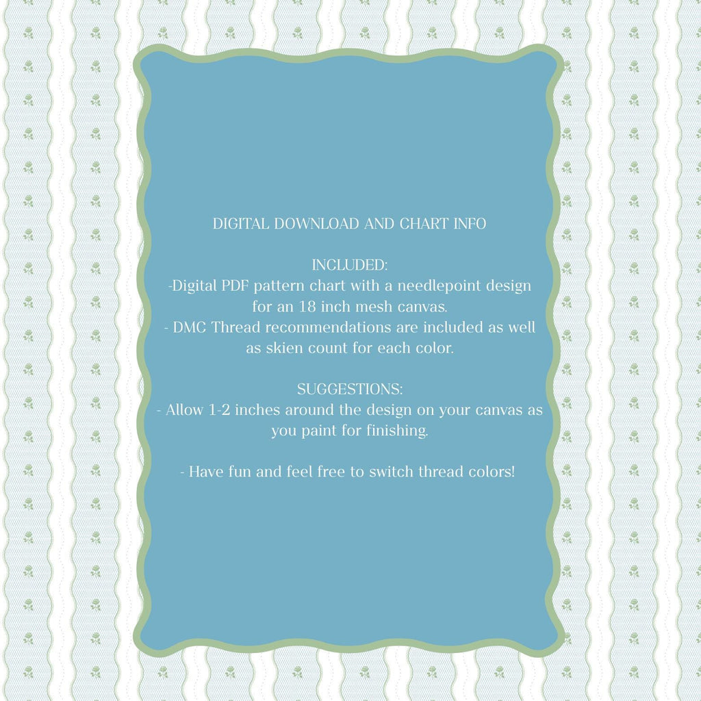 Scalloped Swan Needlepoint Pattern | Mini Embroidery Paint Guide (PDF Download)