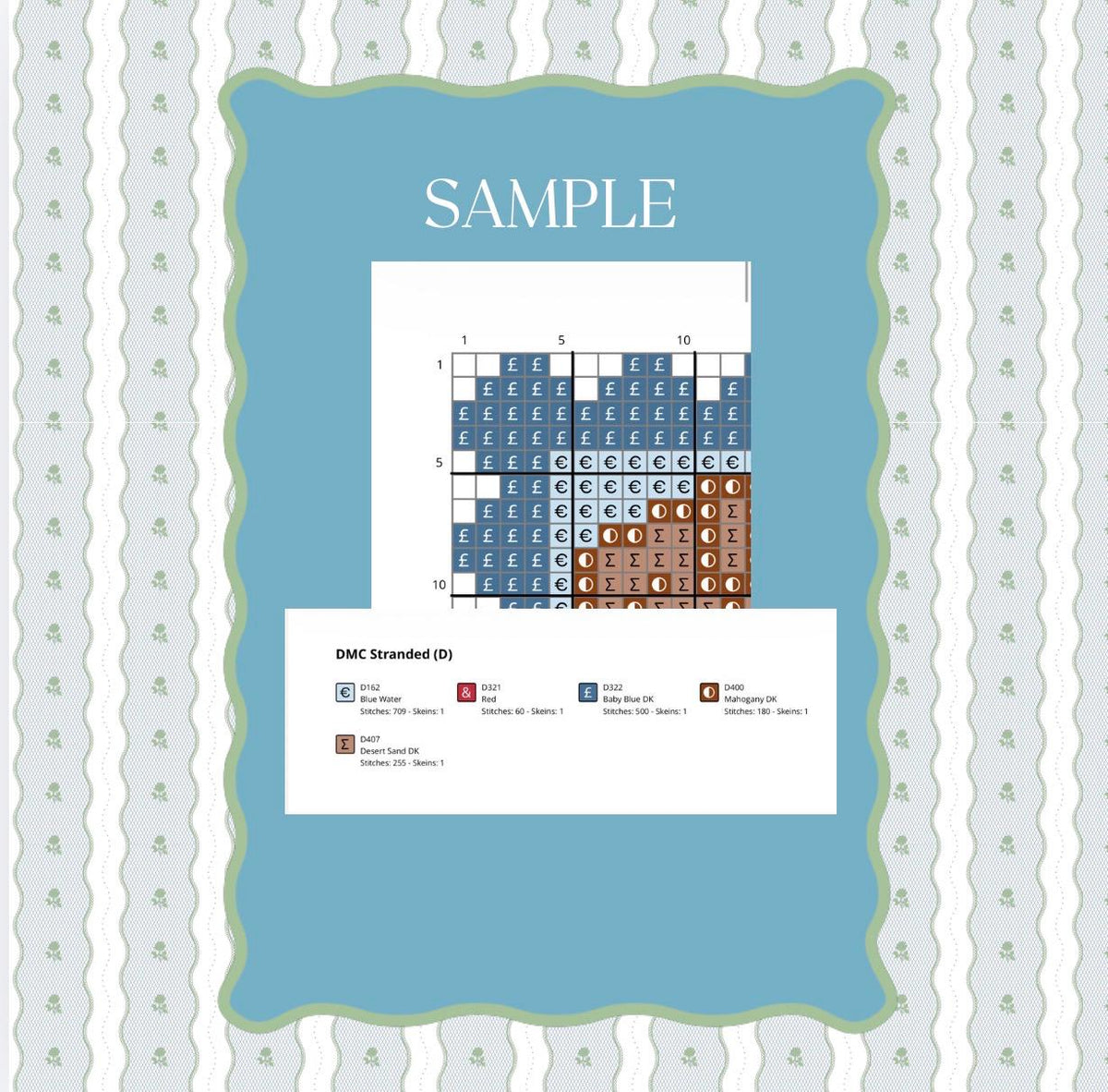 Nashville Stamp Blue Needlepoint Pattern | Cowboy Boot Paint Guide (PDF Digital Download)