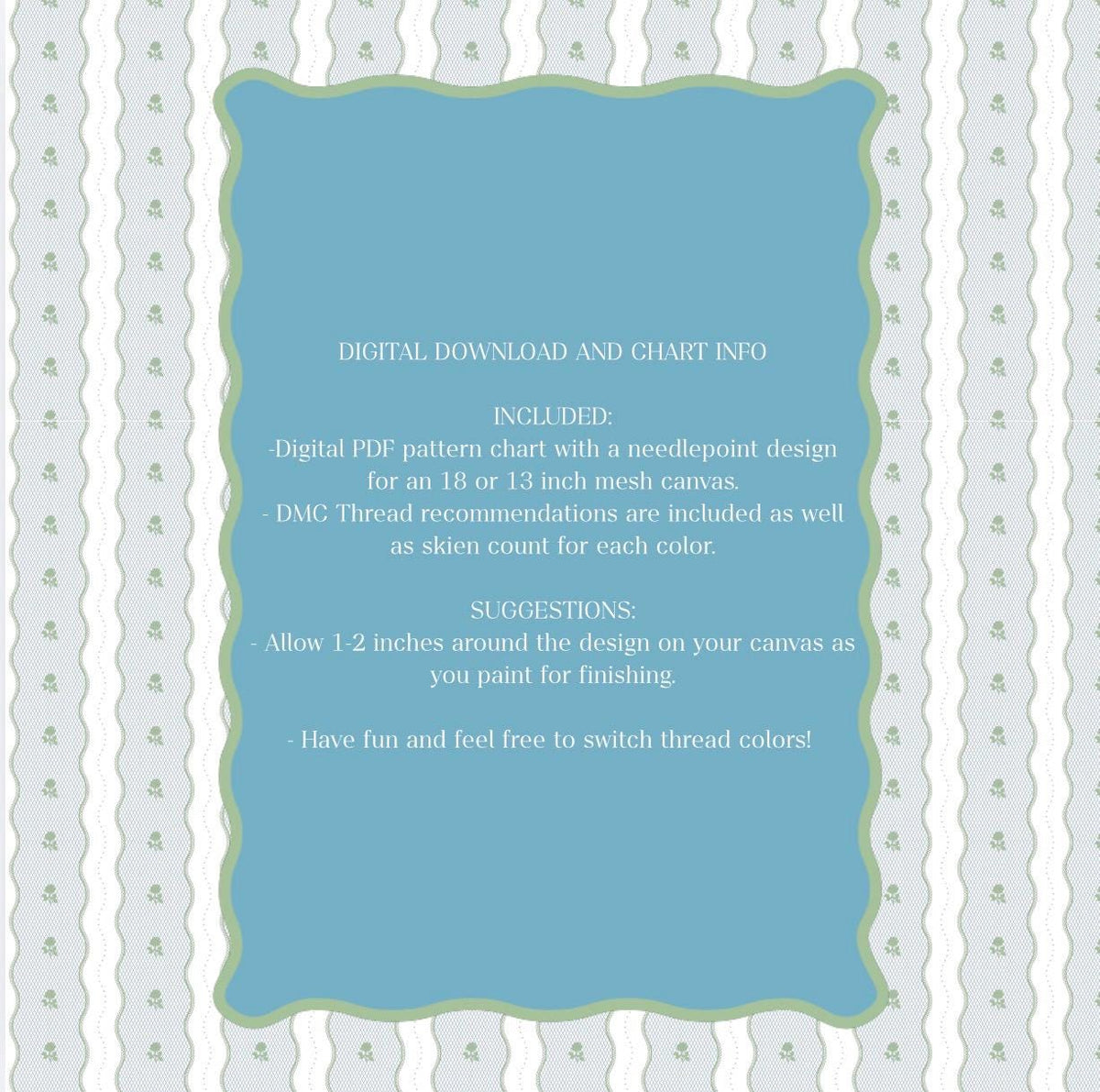 Nashville Stamp Blue Needlepoint Pattern | Cowboy Boot Paint Guide (PDF Digital Download)