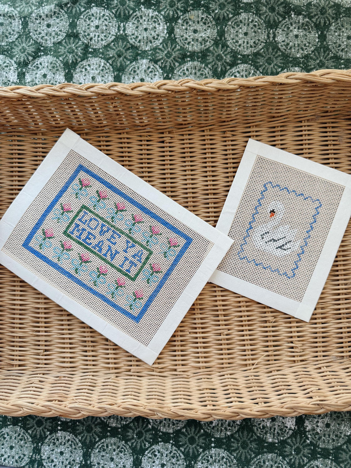 Beginner Needlepoint Kit | Blue Project Bag, Stitch Guides, Canvas (Add-On)