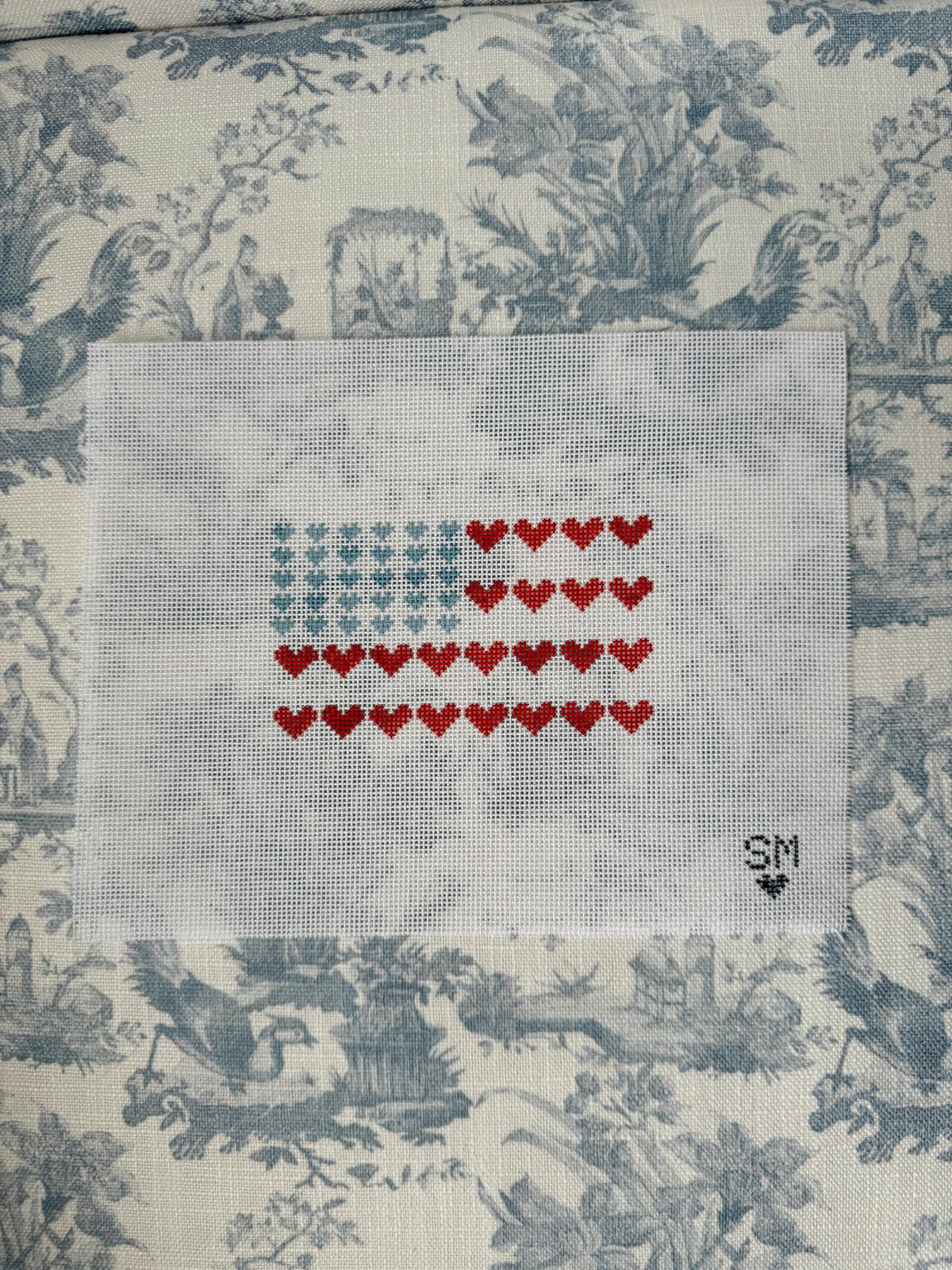 USA Needlepoint Canvas | Heart American Flag | 18 Mesh Summer Needlepoint Project