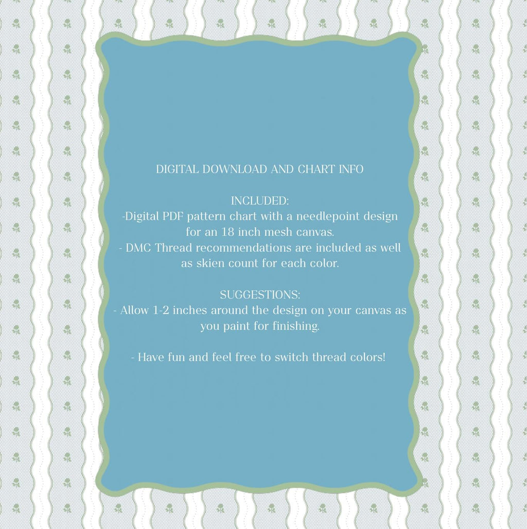 Masters Trellis Needlepoint Pattern | Golf Augusta Paint Guide | 18 mesh count (PDF Digital Download)