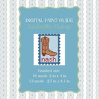 Nashville Stamp Blue Needlepoint Pattern | Cowboy Boot Paint Guide (PDF Digital Download)