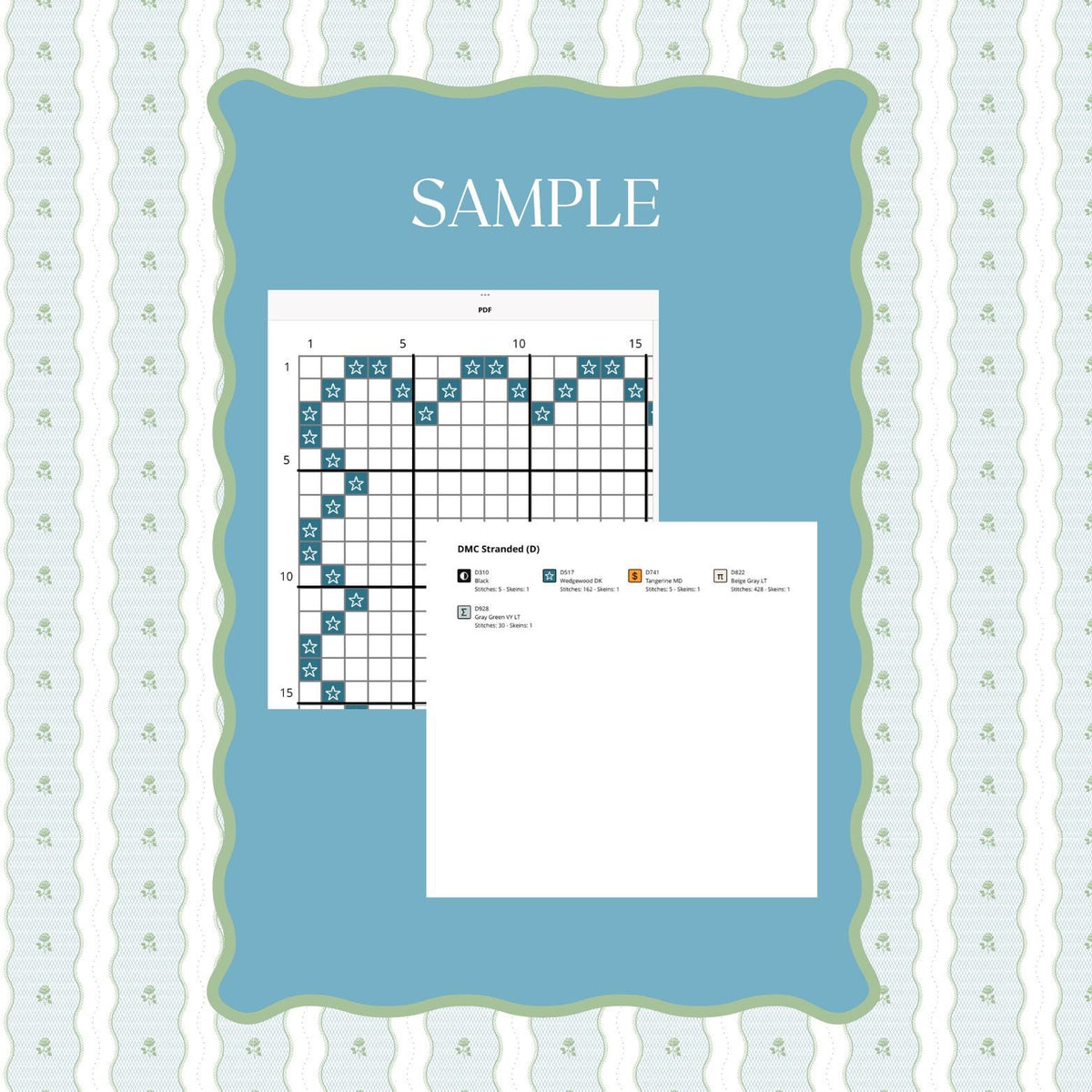 Scalloped Swan Needlepoint Pattern | Mini Embroidery Paint Guide (PDF Download)