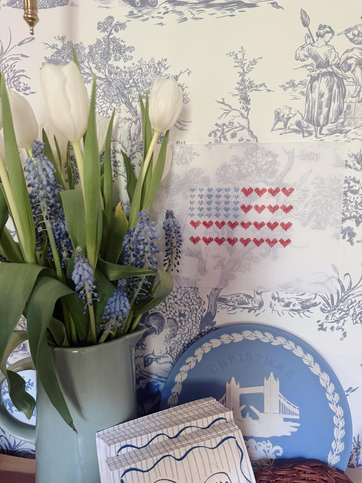 USA Needlepoint Canvas | Heart American Flag | 18 Mesh Summer Needlepoint Project