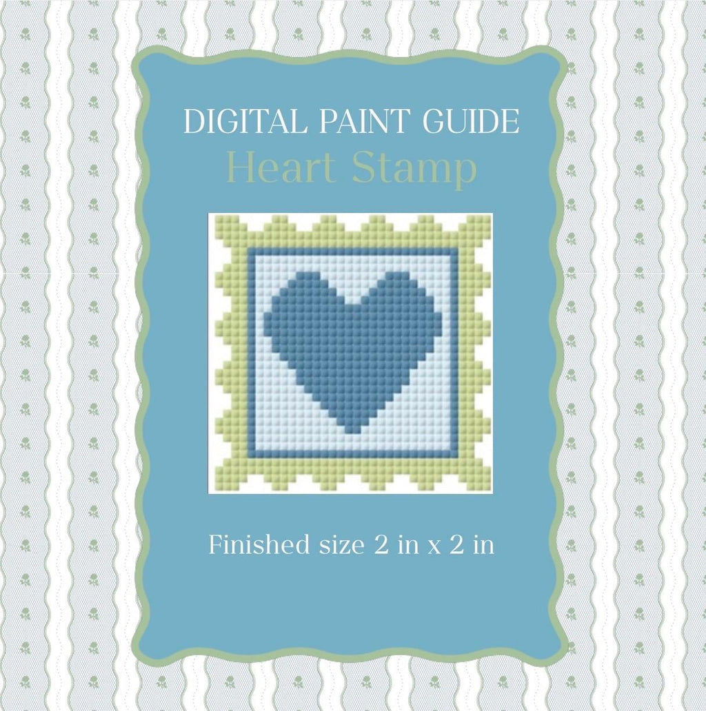 DIY Needlepoint Heart Stamp Pattern | Digital Chart for Painting Your Own Canvas | Easy Needlepoint PDF | 18 Mesh & 13 Mesh