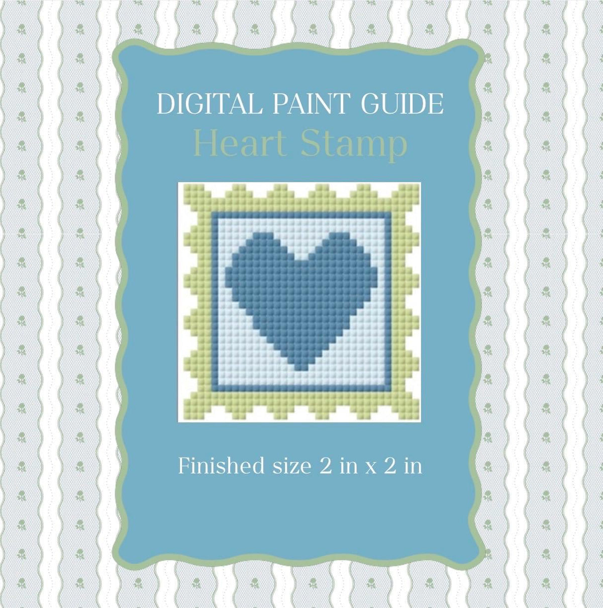 DIY Needlepoint Heart Stamp Pattern | Digital Chart for Painting Your Own Canvas | Easy Needlepoint PDF | 18 Mesh & 13 Mesh
