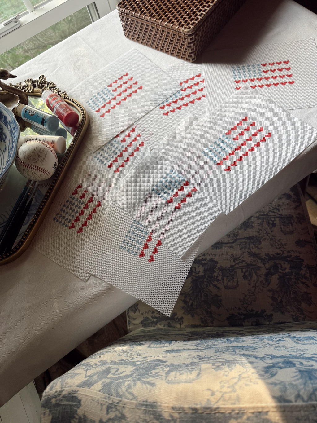 USA Needlepoint Canvas | Heart American Flag | 18 Mesh Summer Needlepoint Project