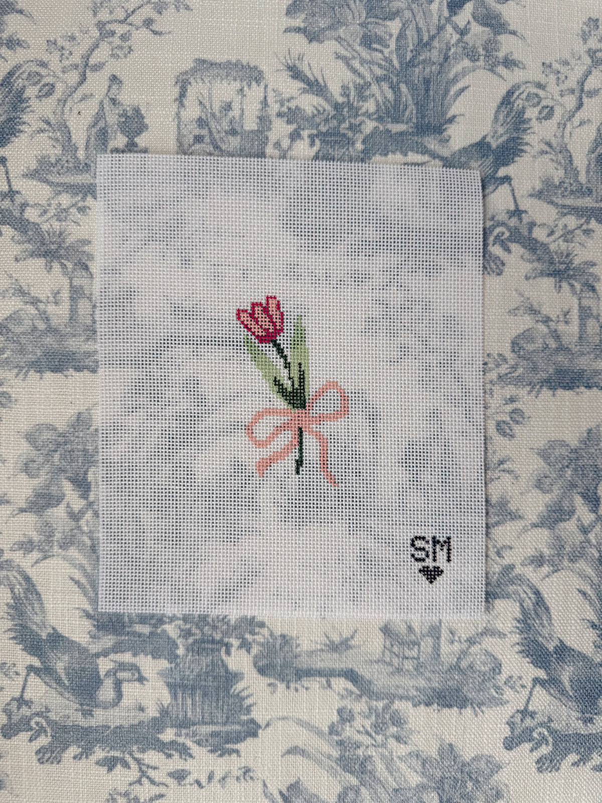 Tulip Hand-painted Needlepoint Canvas | 18 Mesh Needlepoint | Small Floral Needlepoint Canvas | Beginner Friendly Needlepoint