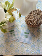 Blue Gingham Needlepoint Project Bag Kit | Beginner Stitching | Needlepoint starter kit | *Add on 18 Mesh Canvas