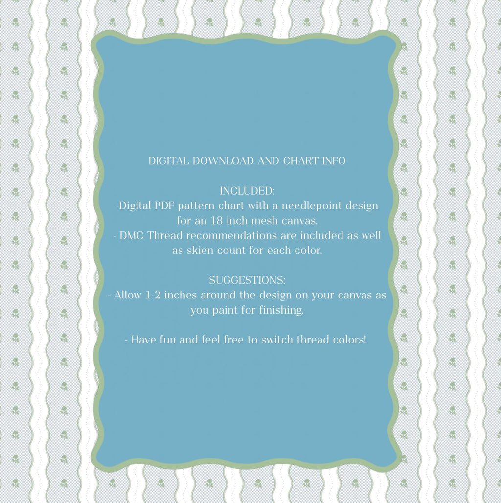 Tulip Needlepoint Pattern | Pastel Floral Paint Guide | 18 and 13 mesh (PDF Digital Download)