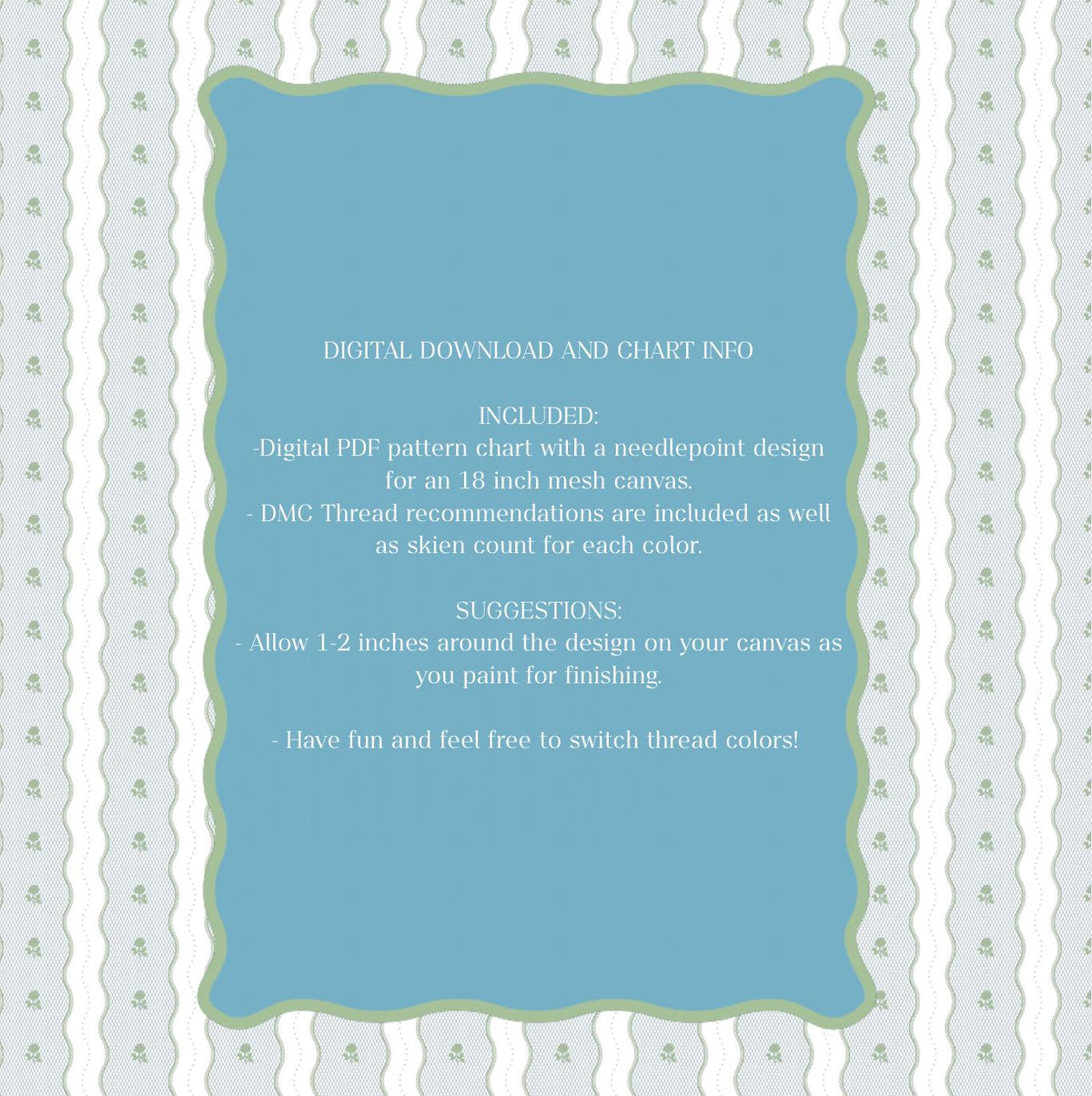 Tulip Needlepoint Pattern | Pastel Floral Paint Guide | 18 and 13 mesh (PDF Digital Download)