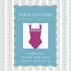 Scalloped Swimsuit Needlepoint Pattern | Digital PDF Paint Guide (Summer Poolside)