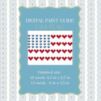 USA Flag Hearts Needlepoint Pattern | Patriotic Paint Guide | 13 and 18 Mesh (Digital Download)