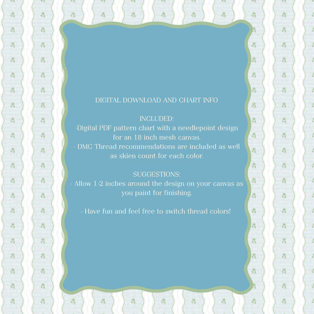 DIY Needlepoint Heart Stamp Pattern | Digital Chart for Painting Your Own Canvas | Easy Needlepoint PDF | 18 Mesh & 13 Mesh