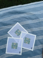 Blue Floral Block Needlepoint Canvas | 18 Mesh Needlepoint Canvas | Beginner Friendly Needlepoint | Floral Coaster Canvas