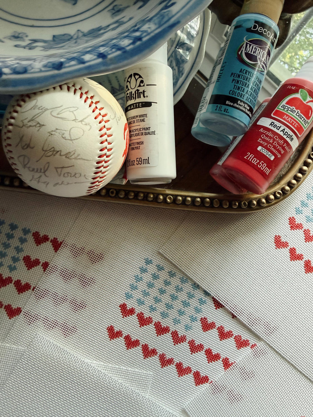 USA Needlepoint Canvas | Heart American Flag | 18 Mesh Summer Needlepoint Project